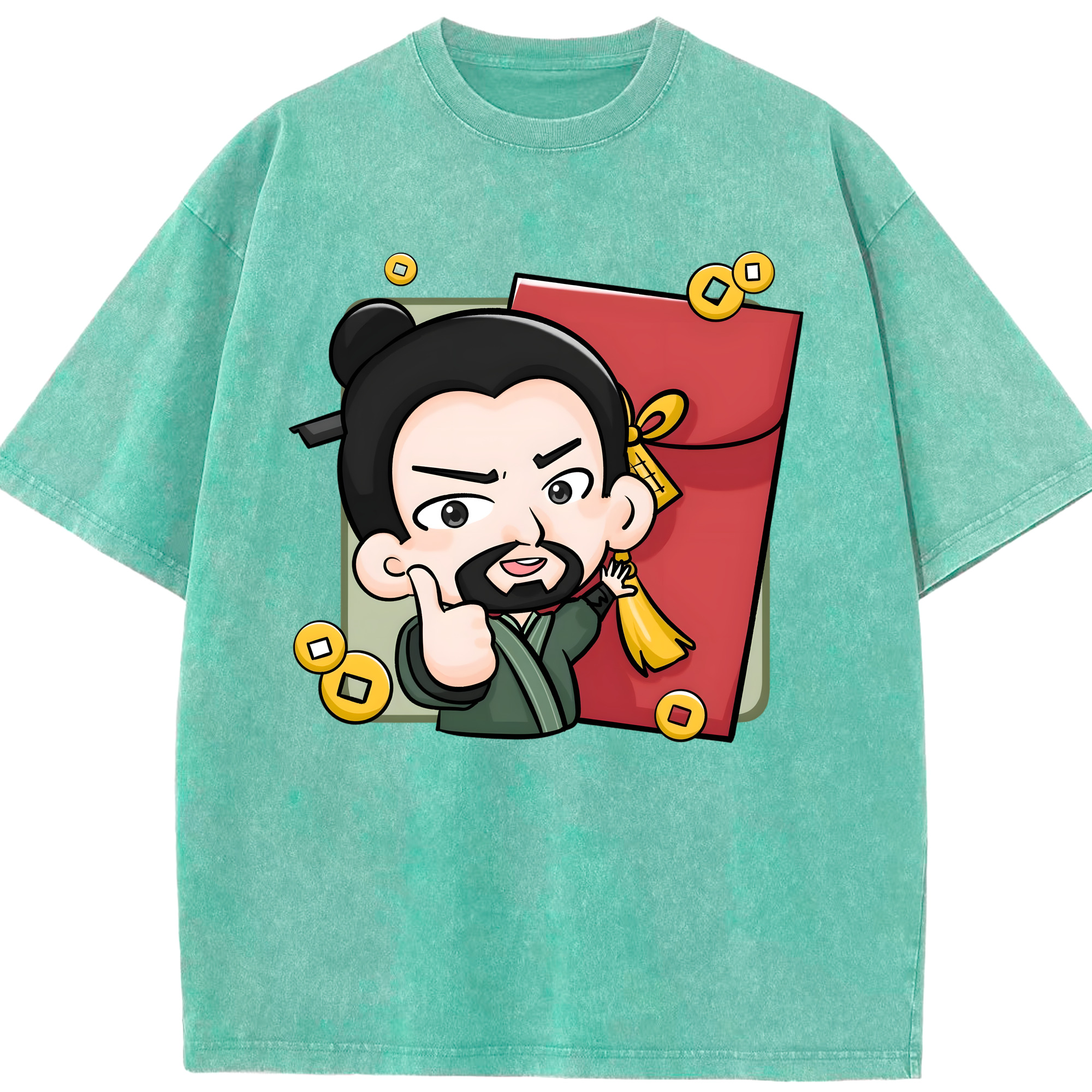 （画像用） Ne Zha 2 ナタ 魔童の大暴れ 綿100% ヴィンテージ風 半袖Tシャツ（フロントプリント）